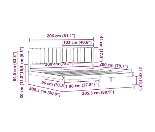 Voodiraam Pehme Peatoega Pruunikashall 200 X 200 Cm Tahke Mänd