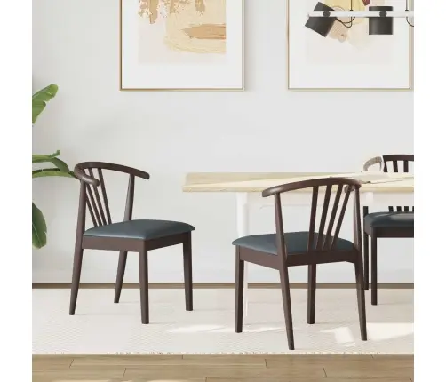 Söögitool 2 Pcs Helepruun Ja Must Tahke Kummipuu