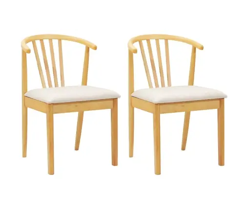 Ēdamistabas Krēsls 2 Pcs Dabisks Un Gaišs Cietais Gumijas Koks Vidaxl