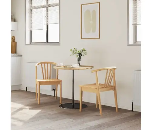 Valgomasis Krėslas 2 Pcs Natūrali Kietas Gumos Medis