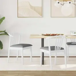 Valgomasis Krėslas 2 Pcs Balta Ir Pilka Kietas Gumos Medis