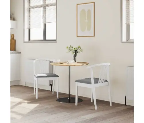 Söögitool 2 Pcs Valge Ja Hall Tahke Kummipuu