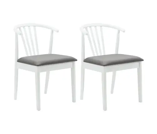 Söögitool 2 Pcs Valge Ja Hall Tahke Kummipuu