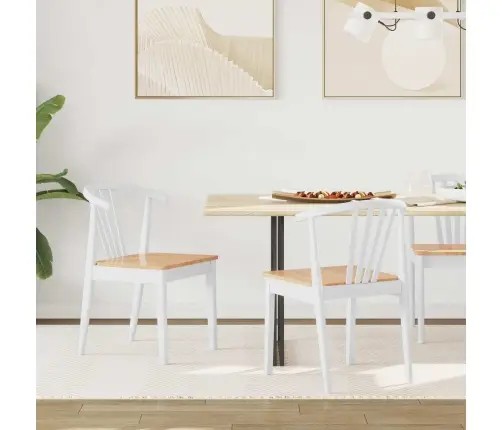 Ēdamistabas Krēsls 2 Pcs Balta Un Dabīga Cietais Gumijas Koks Vidaxl
