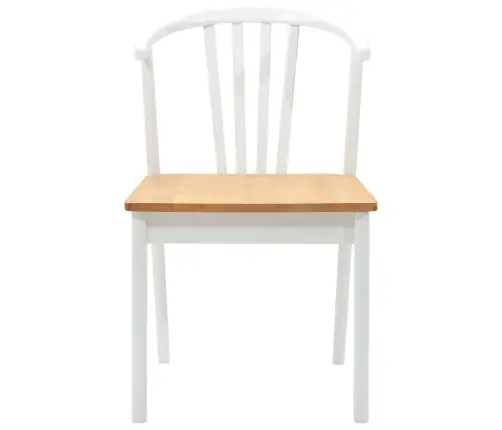 Ēdamistabas Krēsls 2 Pcs Balta Un Dabīga Cietais Gumijas Koks Vidaxl