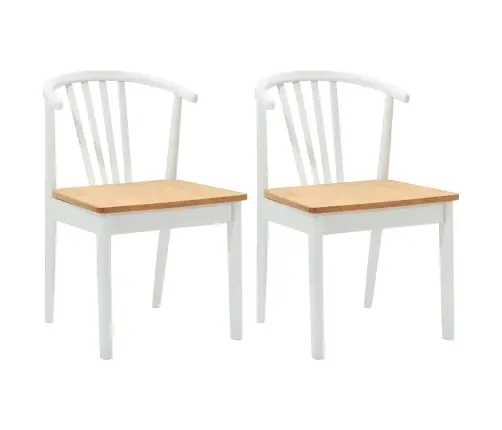 Ēdamistabas Krēsls 2 Pcs Balta Un Dabīga Cietais Gumijas Koks Vidaxl