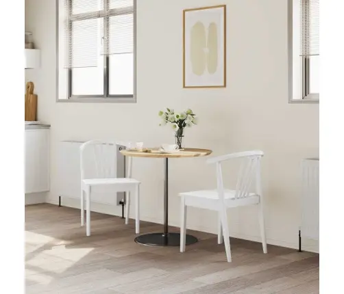 Valgomasis Krėslas 2 Pcs Balta Kietas Gumos Medis