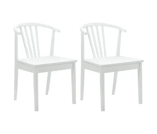 Valgomasis Krėslas 2 Pcs Balta Kietas Gumos Medis