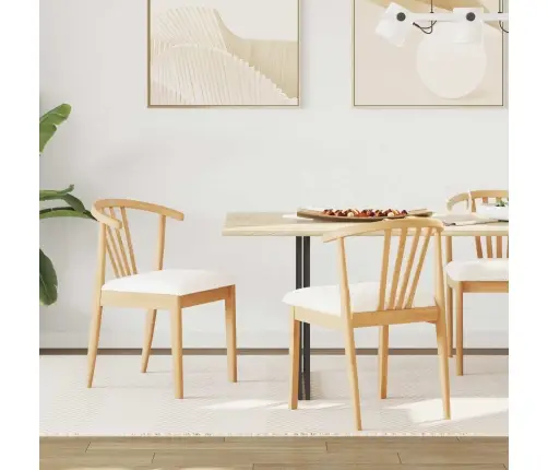 Söögitool 2 Pcs Looduslik Ja Valge Tahke Kummipuu