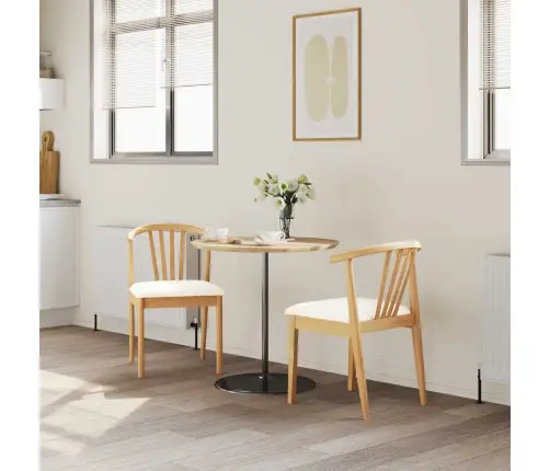 Söögitool 2 Pcs Looduslik Ja Valge Tahke Kummipuu