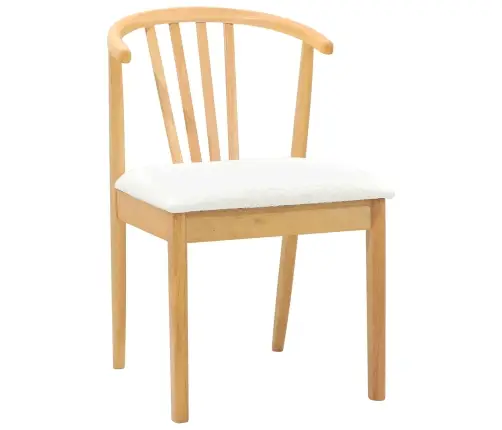 Söögitool 2 Pcs Looduslik Ja Valge Tahke Kummipuu