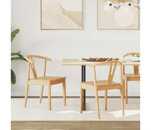 Valgomasis Krėslas 2 Pcs Natūrali Kietas Gumos Medis