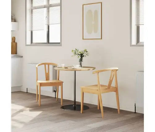 Valgomasis Krėslas 2 Pcs Natūrali Kietas Gumos Medis