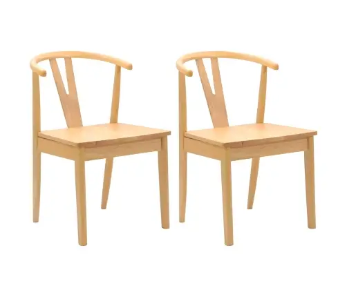 Valgomasis Krėslas 2 Pcs Natūrali Kietas Gumos Medis