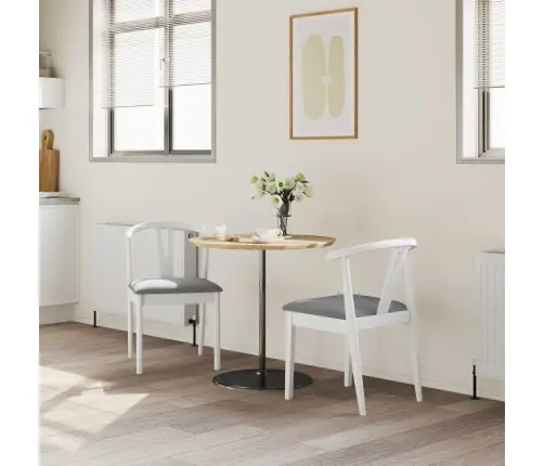 Ēdamistabas Krēsls 2 Pcs Balts Un Pelēks Ciets Gumijas Koks Vidaxl