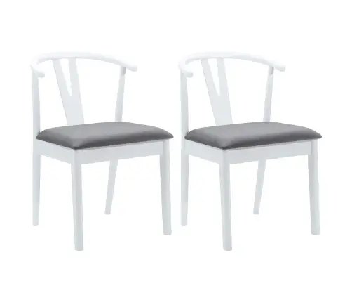 Ēdamistabas Krēsls 2 Pcs Balts Un Pelēks Ciets Gumijas Koks Vidaxl