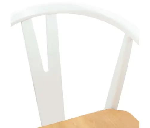 Valgomasis Krėslas 2 Pcs Balta Ir Natūrali Kietas Gumos Medis