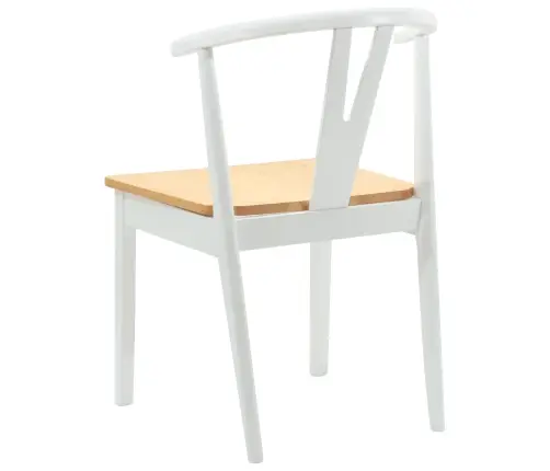 Valgomasis Krėslas 2 Pcs Balta Ir Natūrali Kietas Gumos Medis