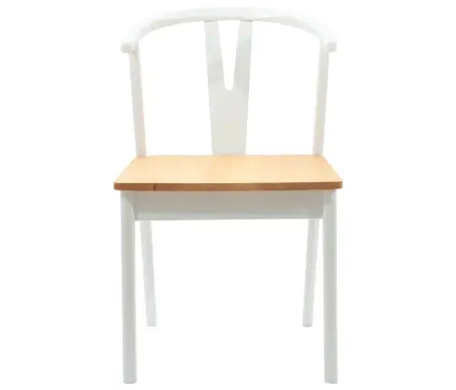 Valgomasis Krėslas 2 Pcs Balta Ir Natūrali Kietas Gumos Medis