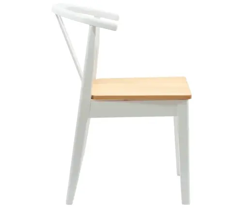 Valgomasis Krėslas 2 Pcs Balta Ir Natūrali Kietas Gumos Medis