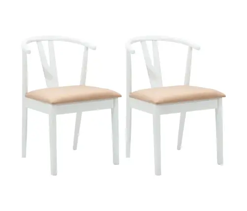 Söögitool 2 Pcs Valge Ja Pruun Paks Kautsukipuit