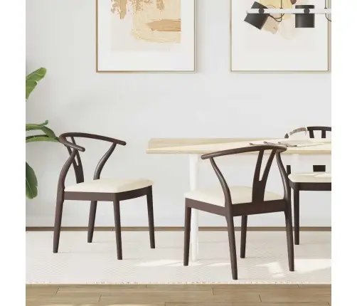 Söögitool 2 Pcs Helepruun Ja Hele Paks Kautsukipuit