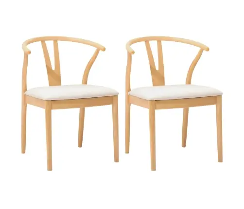 Söögitool 2 Pcs Looduslik Ja Hele Paks Kautsukipuit