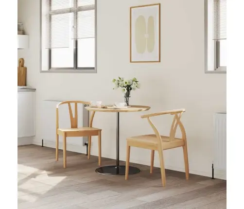 Ēdamistabas Krēsls 2 Pcs Dabiska Ciets Gumijas Koks Vidaxl