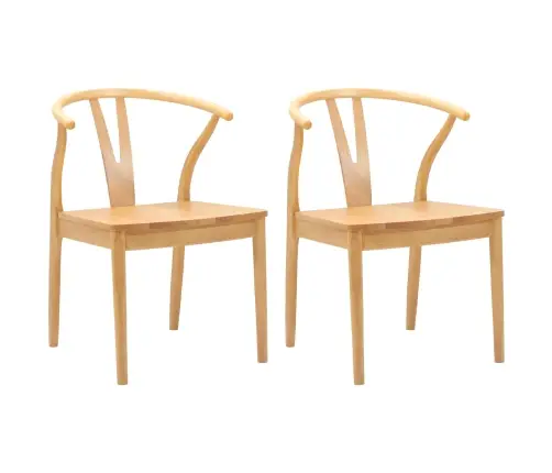 Ēdamistabas Krēsls 2 Pcs Dabiska Ciets Gumijas Koks Vidaxl