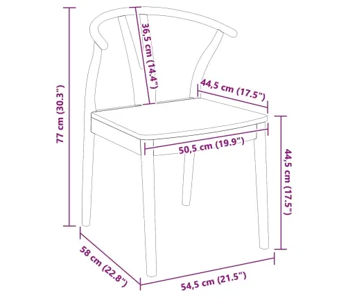 Ēdamistabas Krēsls 2 Pcs Dabiska Ciets Gumijas Koks Vidaxl