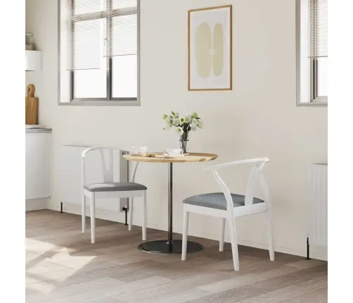 Ēdamistabas Krēsls 2 Pcs Balts Un Pelēks Ciets Gumijas Koks Vidaxl