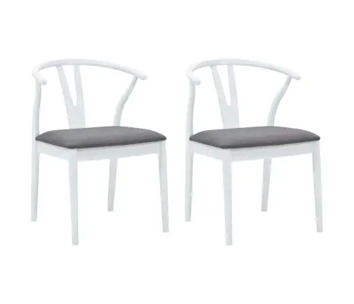 Ēdamistabas Krēsls 2 Pcs Balts Un Pelēks Ciets Gumijas Koks Vidaxl