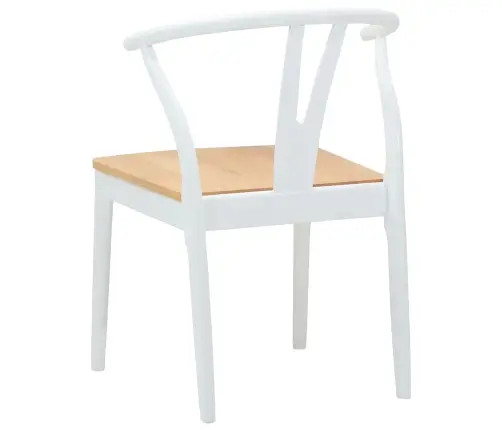 Ēdamistabas Krēsls 2 Pcs Balts Un Dabisks Ciets Gumijas Koks Vidaxl