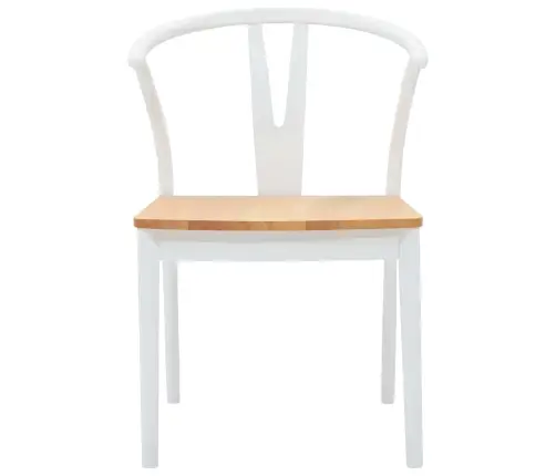 Ēdamistabas Krēsls 2 Pcs Balts Un Dabisks Ciets Gumijas Koks Vidaxl