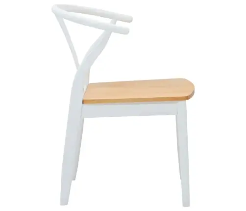 Ēdamistabas Krēsls 2 Pcs Balts Un Dabisks Ciets Gumijas Koks Vidaxl