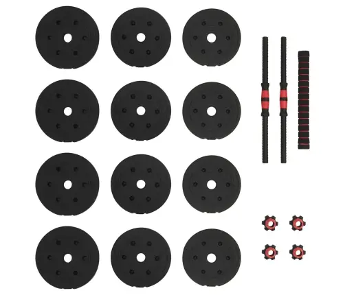2-In-1 Hanteles Komplekts Melns Un Sarkans 121 X 19,5 X 19,5 Cm Vidaxl
