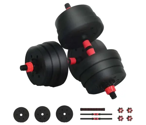 2-In-1 Hanteles Komplekts Melns Un Sarkans 121 X 19,5 X 19,5 Cm Vidaxl