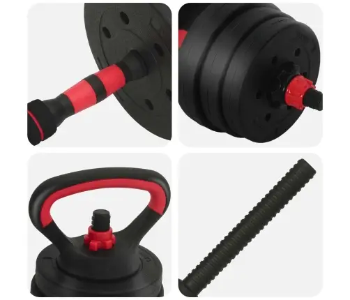 4-In-1 Hanteles Komplekts Melns Un Sarkans 121 X 19,5 X 19,5 Cm Vidaxl