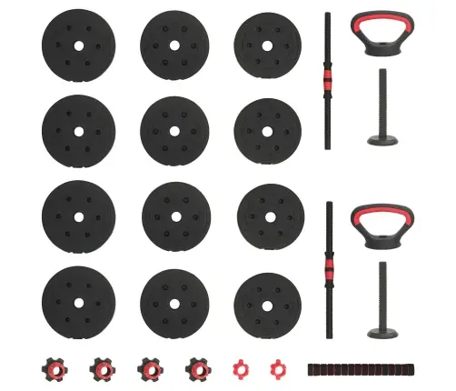 4-In-1 Hanteles Komplekts Melns Un Sarkans 121 X 19,5 X 19,5 Cm Vidaxl
