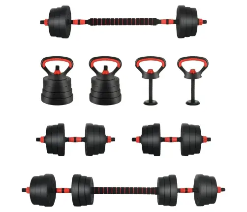 4-In-1 Hanteles Komplekts Melns Un Sarkans 121 X 19,5 X 19,5 Cm Vidaxl