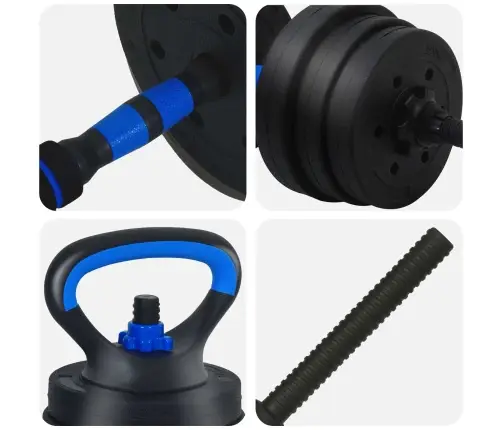 4-In-1 Hanteles Komplekts Melna Un Zila 121 X 19,5 X 19,5 Cm Vidaxl