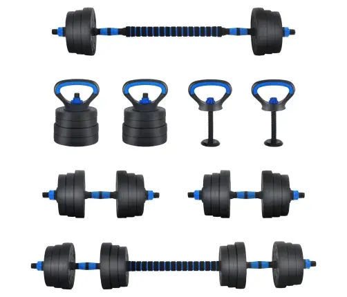 4-In-1 Hanteles Komplekts Melna Un Zila 121 X 19,5 X 19,5 Cm Vidaxl