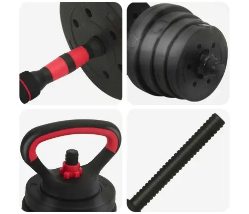 4-In-1 Hanteles Komplekts Melns Un Sarkans 121 X 19,5 X 19,5 Cm Vidaxl