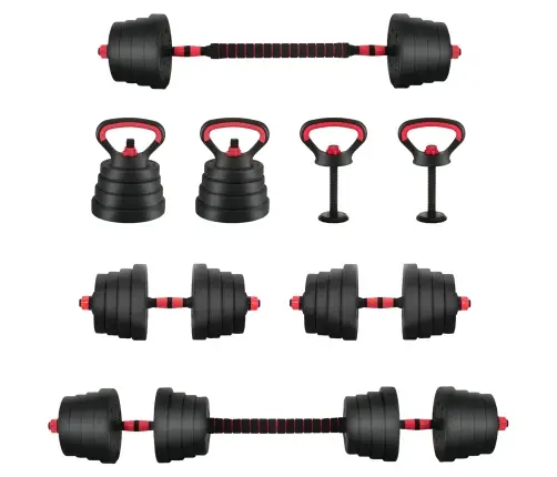 4-In-1 Hanteles Komplekts Melns Un Sarkans 121 X 19,5 X 19,5 Cm Vidaxl