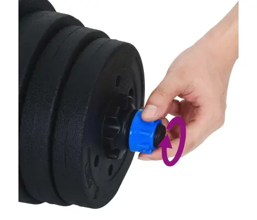 2-In-1 Hantelių Ir Štangos Rinkinys 30Kg Juoda Ir Mėlyna