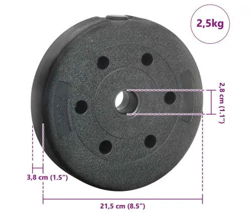 Svoriai 4 Pcs Juoda Ø 21.5 X 3.8 Cm Cementas Ir Geležies Smėlis