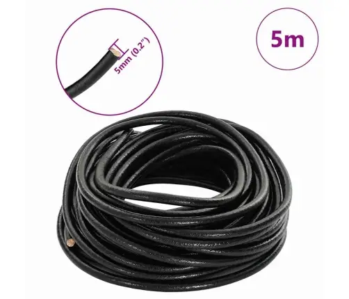 Ādas Aukla Melna Ø5 Mm X 5 M Āda Vidaxl