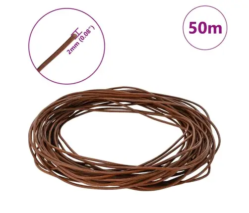 Ādas Aukla Gaiši Brūns Ø2,5 Mm X 5 M Āda Vidaxl