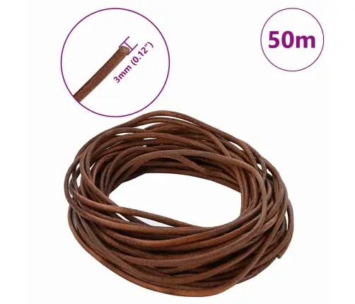 Ādas Aukla Gaiši Brūns Ø3 Mm X 50 M Āda Vidaxl