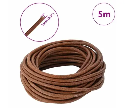 Ādas Aukla Gaiši Brūns Ø5 Mm X 5 M Āda Vidaxl
